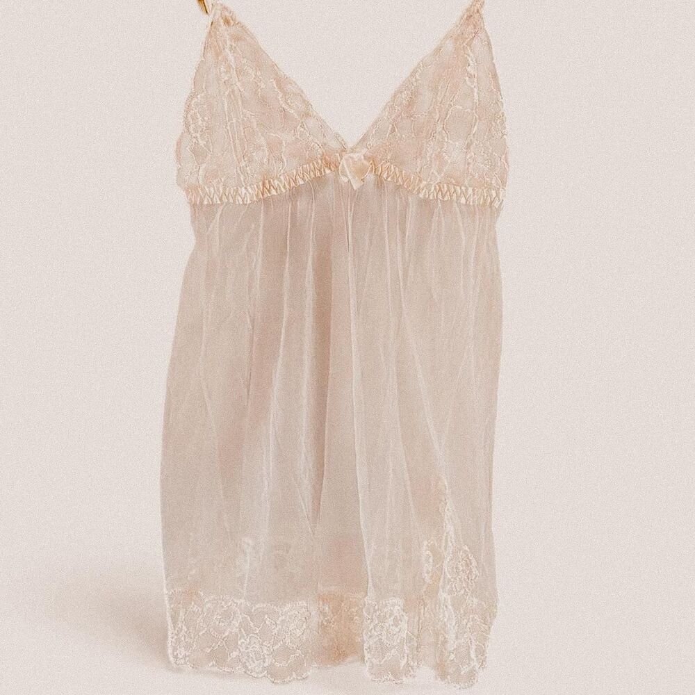 Y2K Angelic Coquette Frederick’s of Hollywood Lace Tulle Babydoll Cami – XL